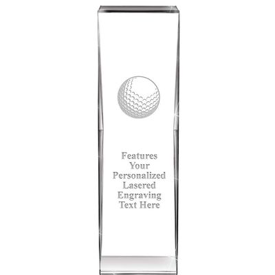 8" Impact Golf Ball Crystal Award, Custom Engraved Golf Ball Trophy, Engraving Included, Prime