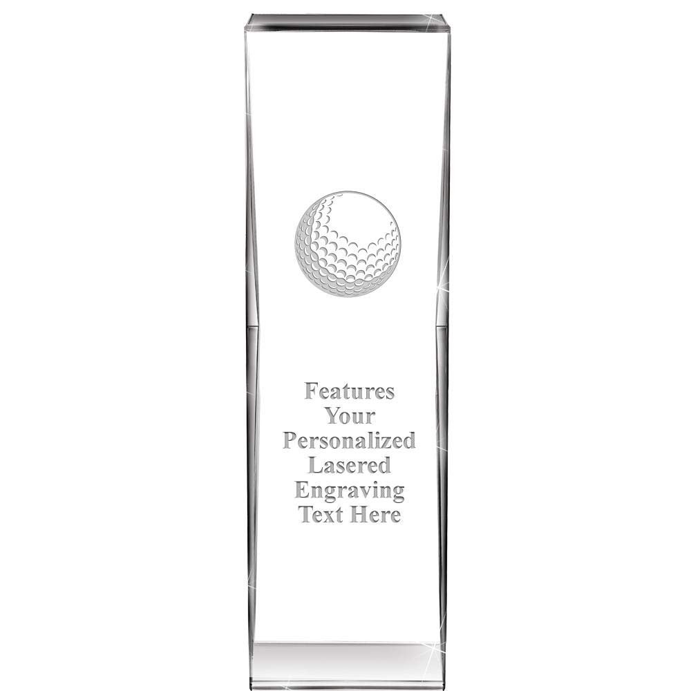 8" Impact Golf Ball Crystal Award, Custom Engraved Golf Ball Trophy, Engraving Included, Prime