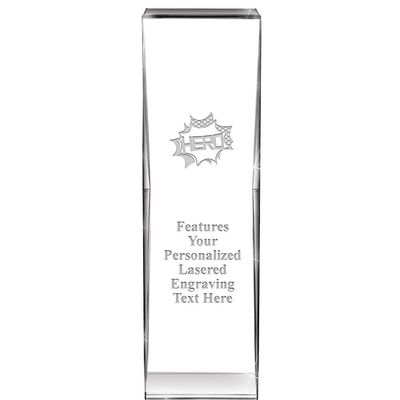 8" Impact Hero Crystal Award, Custom Engraved Hero Trophy, Engraving Included, Prime