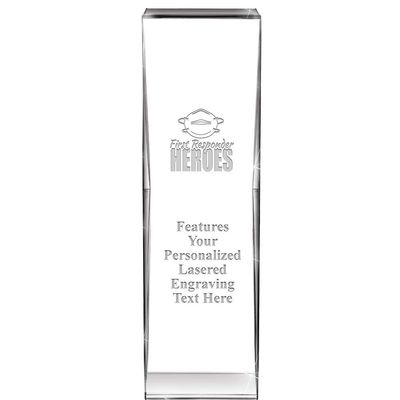 8" Impact First Responder Heroes Crystal Award, Custom Engraved First Responder Heroes Trophy, Engraving Included, Prime