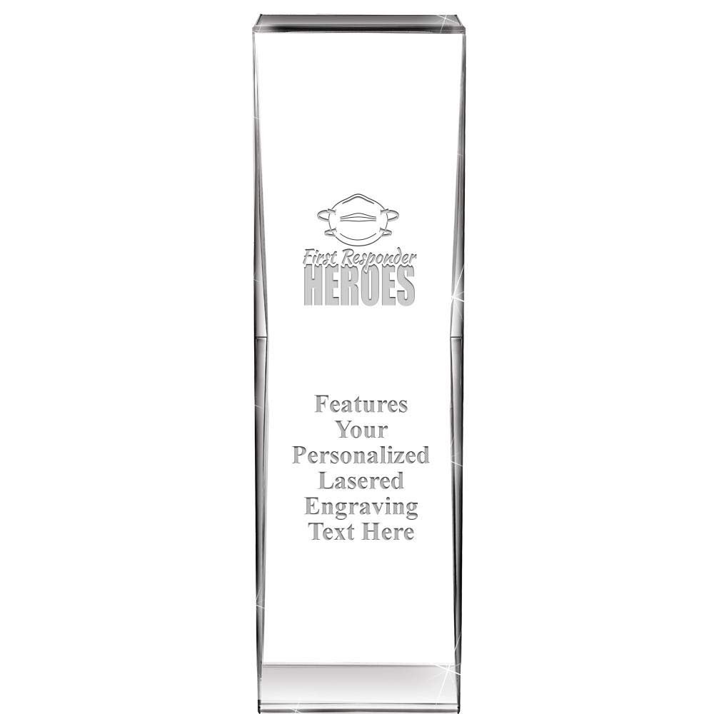 8" Impact First Responder Heroes Crystal Award, Custom Engraved First Responder Heroes Trophy, Engraving Included, Prime