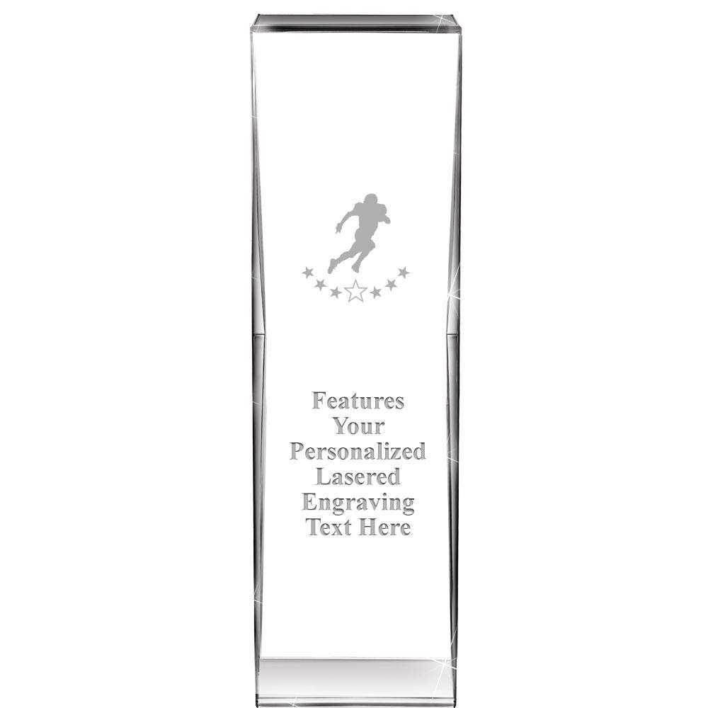 8" Impact Football Player Crystal Award, Custom Engraved Football Player Trophy, Engraving Included, Prime