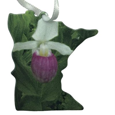d'ears Lady Slipper on Minnesota Ornament, 3.5 inches, Made in The USA