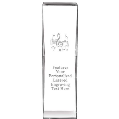 8" Impact Music Crystal Award, Custom Engraved Music Trophy, Engraving Included, Prime