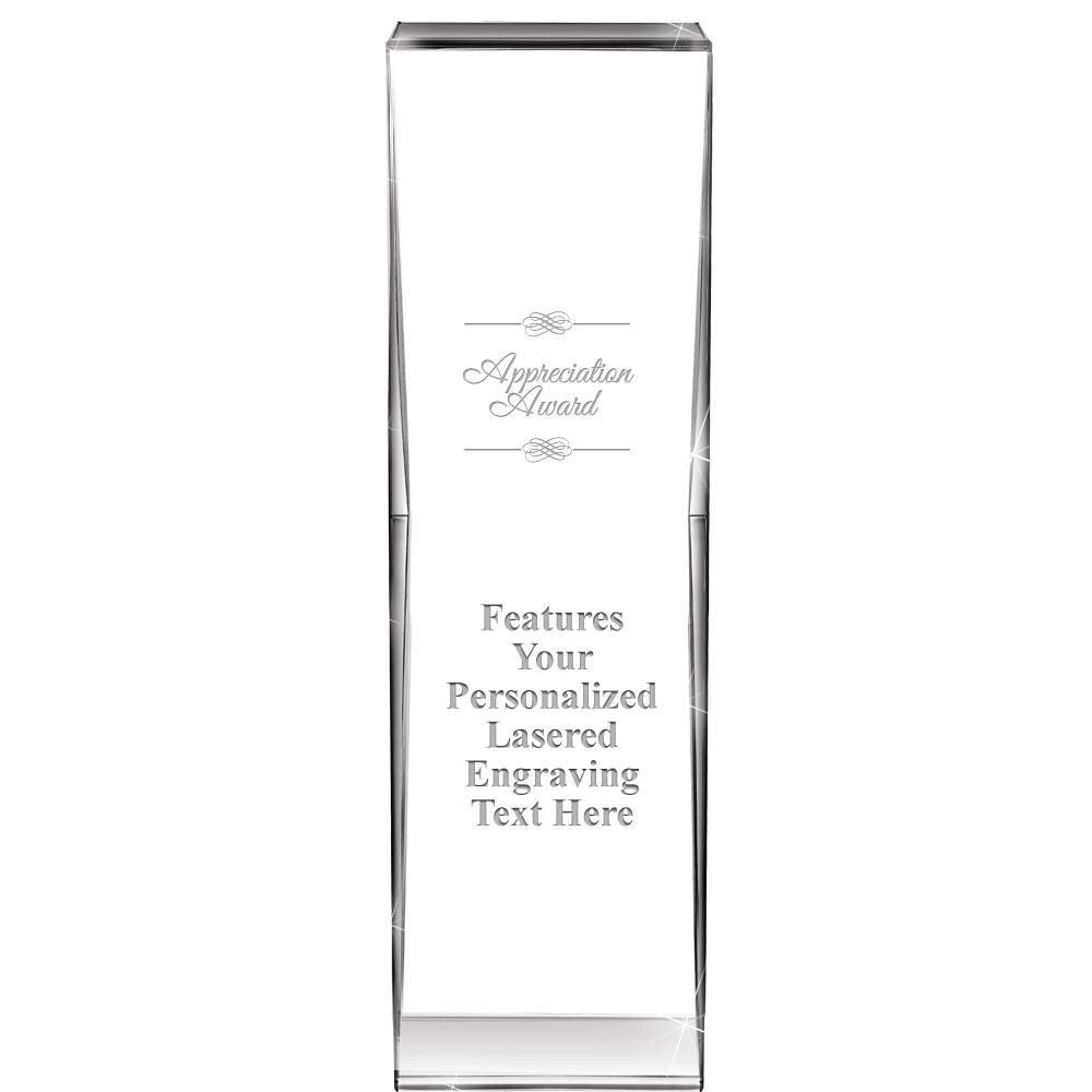 8" Impact Appreciation Crystal Award, Custom Engraved Appreciation Trophy, Engraving Included, Prime