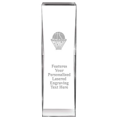 8" Impact Basketball - Ball in Net Crystal Award, Custom Engraved Basketball - Ball in Net Trophy, Engraving Included, Prime