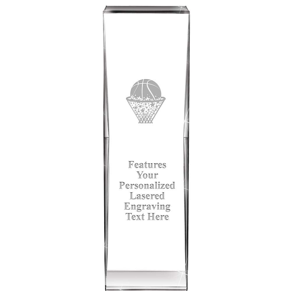 8" Impact Basketball - Ball in Net Crystal Award, Custom Engraved Basketball - Ball in Net Trophy, Engraving Included, Prime