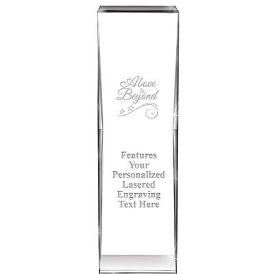 8" Impact Above and Beyond Crystal Award, Custom Engraved Above and Beyond Trophy, Engraving Included, Prime