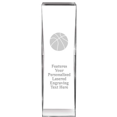 8" Impact Basketball Crystal Award, Custom Engraved Basketball Trophy, Engraving Included, Prime