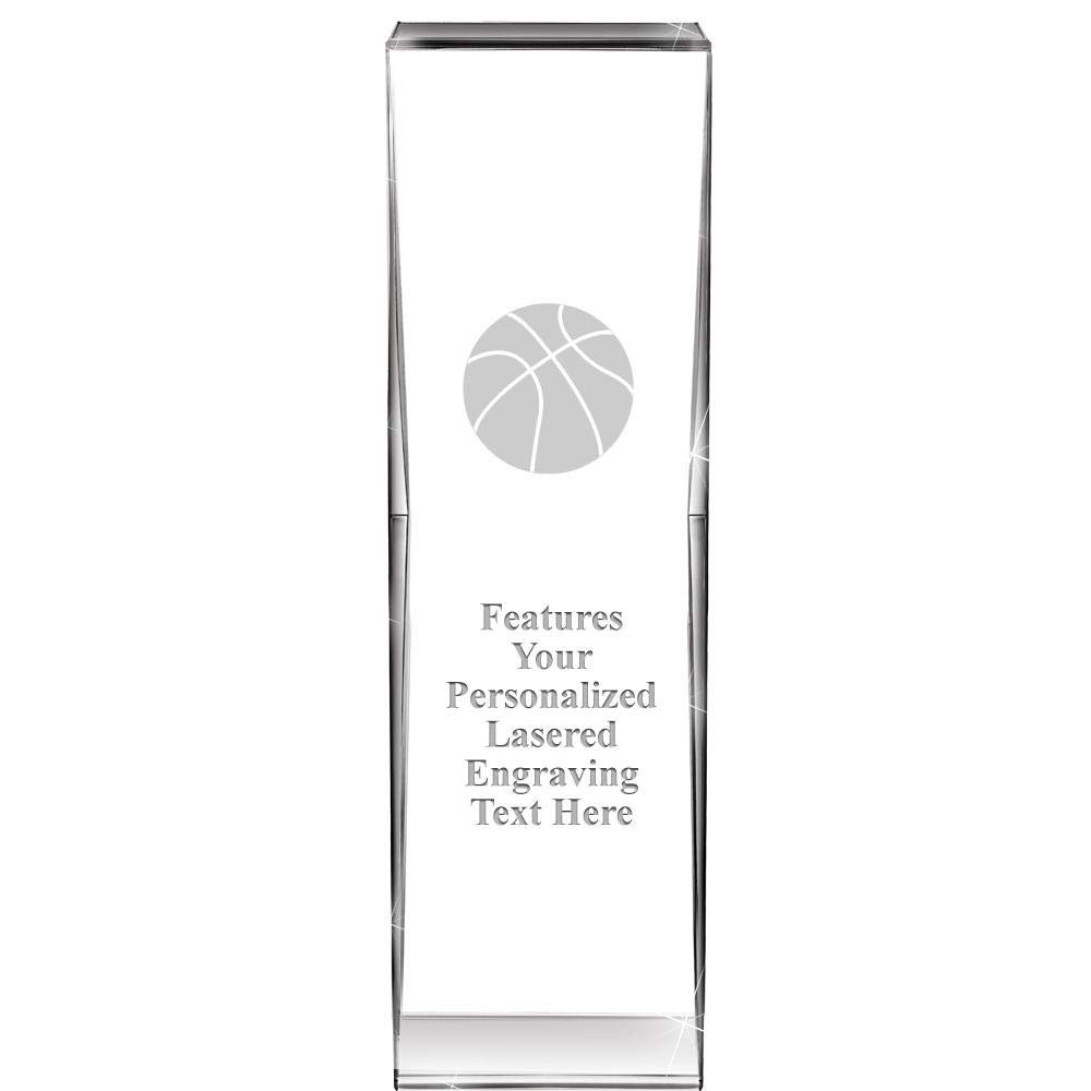 8" Impact Basketball Crystal Award, Custom Engraved Basketball Trophy, Engraving Included, Prime