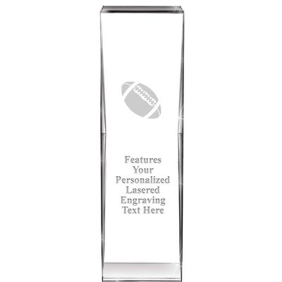 8" Impact Football Crystal Award, Custom Engraved Football Trophy, Engraving Included, Prime