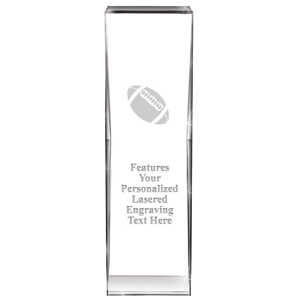 8" Impact Football Crystal Award, Custom Engraved Football Trophy, Engraving Included, Prime