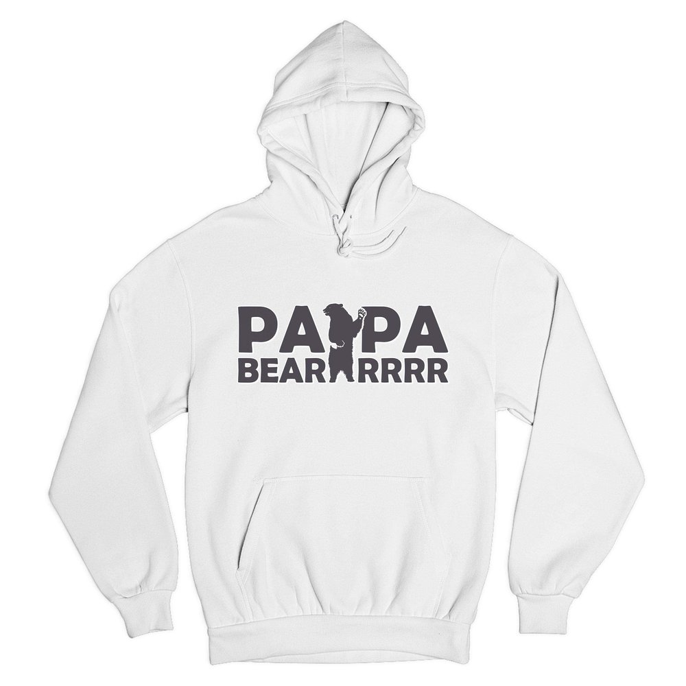 Tee Hunt Papa Bear Sweatshirt Funny Protective Dad Daddy Hoodie White Small