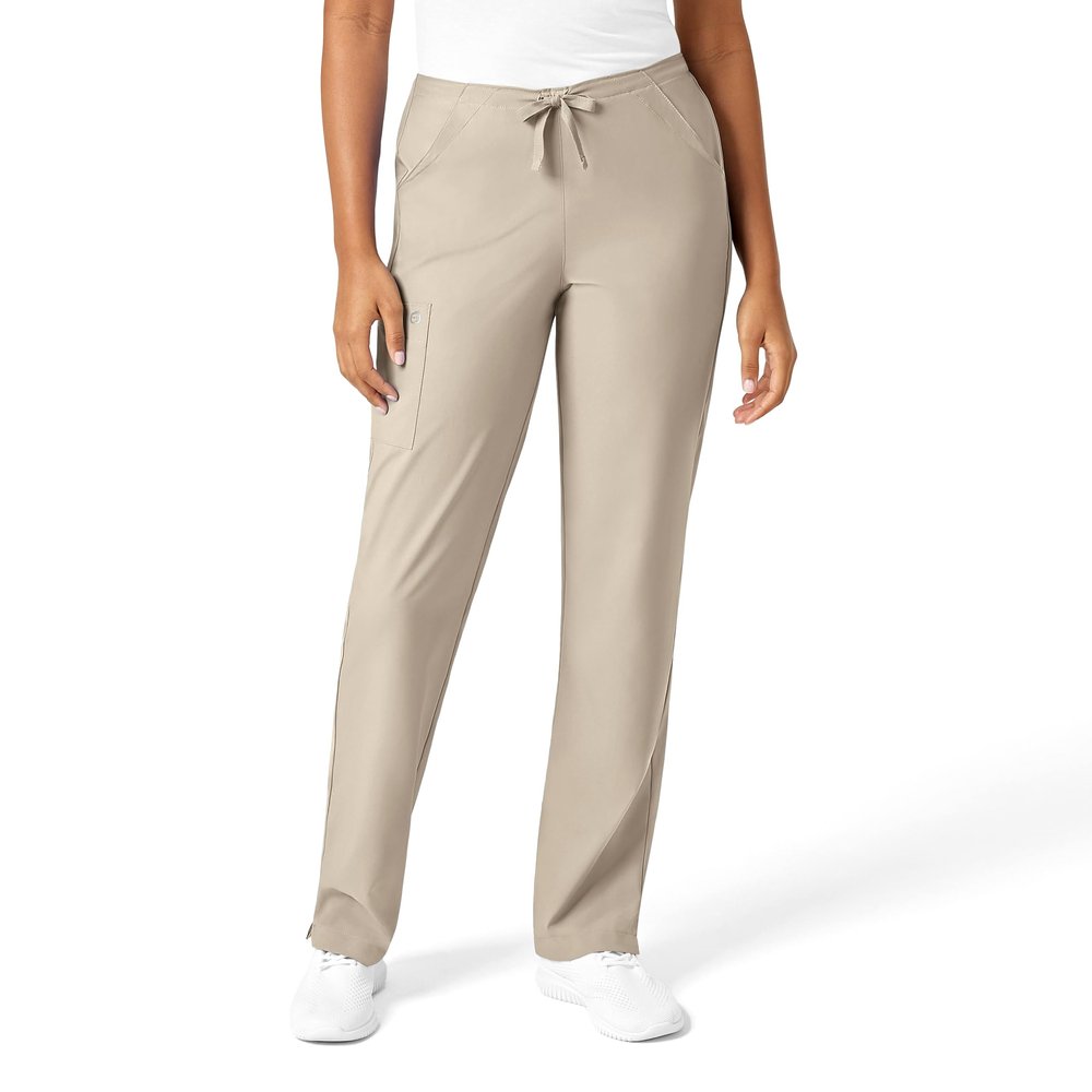WonderWink W123 Womens Drawstring Scrub Pant Khaki, 1X Tall