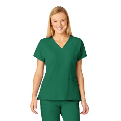 WonderWink Womens Flex Back V-Neck Top Medical Scrubs, Hunter Green, XX-Small US
