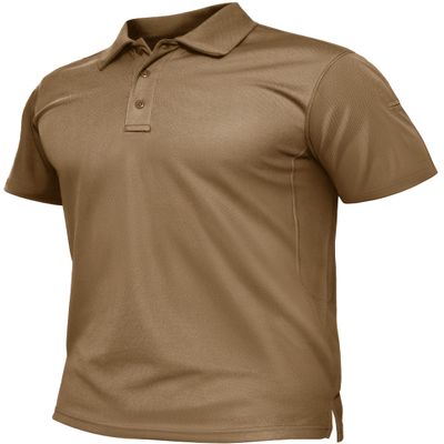 TACVASEN Mens Polo Shirts Short Sleeve Dry Fit Collared Shirt Performance Pique Polos Moisture Wicking for Tactical Athletic Golf Brown XL