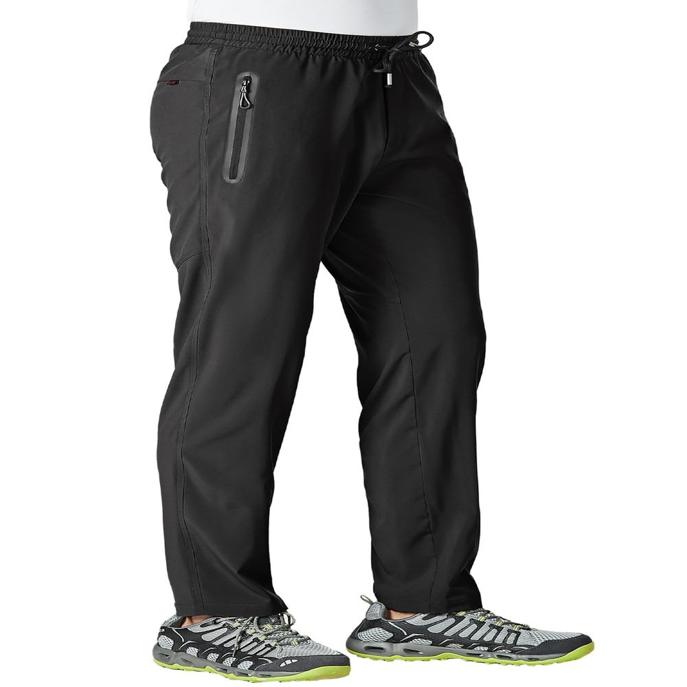 BGOWATU Men's Sweatpants Zipper Pockets Lightweight Exercise Pants Running Workout Sports (Black US M)