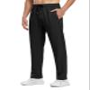 BGOWATU Men's Sweatpants Zipper Pockets Lightweight Exercise Pants Running Workout Sports (Black US M) view 2