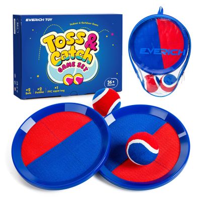 EVERICH TOY Toss and Catch Ball Game Set, Upgraded Sticky Paddle Ball Set for Kids & Toddlers, Sturdy & Water-Resistant Outdoor Backyard Beach Pool Toy, Birthday Gift for Boys Girls Ages 3-12