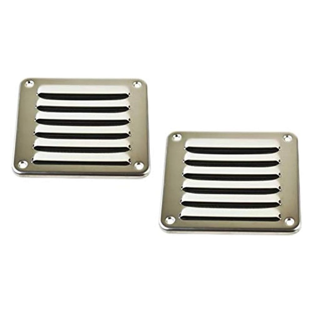 MARINE CITY Rectangle Stamped Louvered Vent 316 Grade Stainless Steel 4-13/16" x 5", Durable, Rust-Resistant, and Easy to Install for Boats, Yachts, and Marine Environments (Pack of 2)