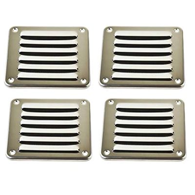 MARINE CITY Rectangle Stamped Louvered Vent  316 Grade Stainless Steel 4-13/16" x 5", Durable, Rust-Resistant, and Easy to Install for Boats, Yachts, and Marine Environments (Pack of 4)