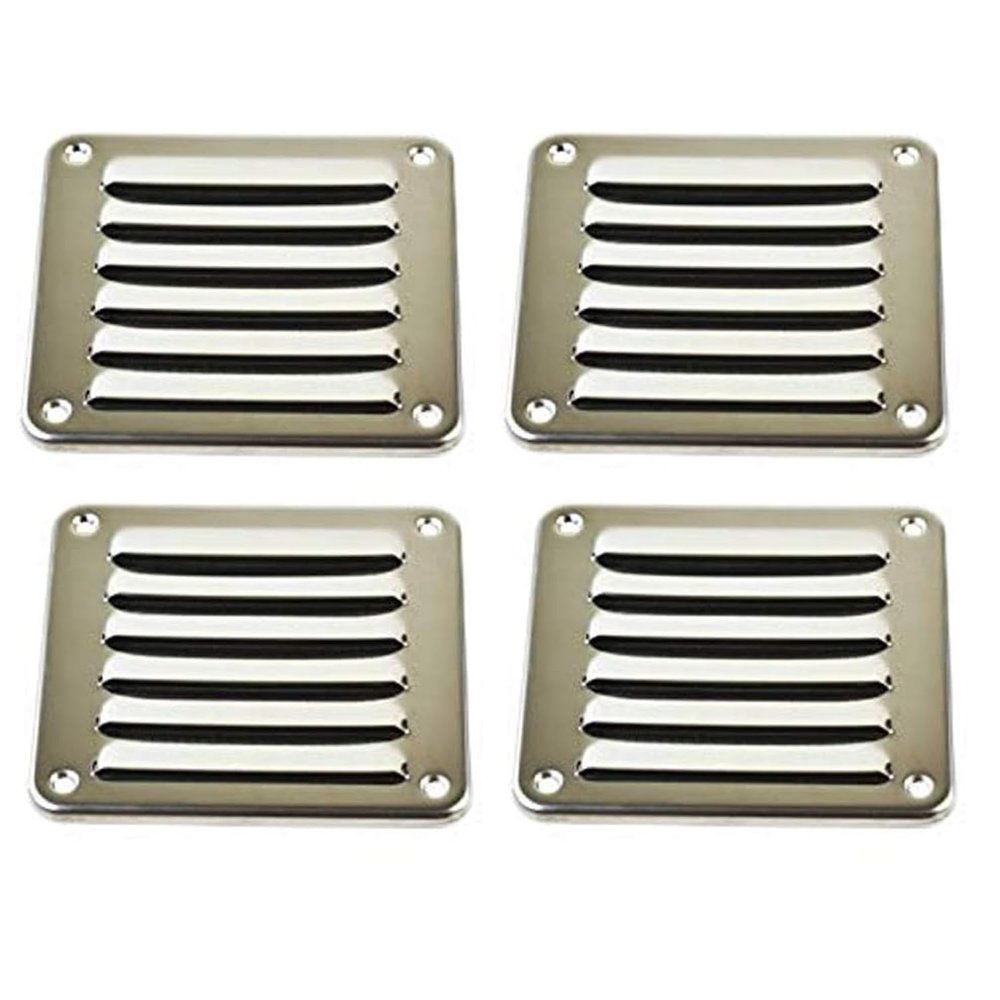 MARINE CITY Rectangle Stamped Louvered Vent  316 Grade Stainless Steel 4-13/16" x 5", Durable, Rust-Resistant, and Easy to Install for Boats, Yachts, and Marine Environments (Pack of 4)