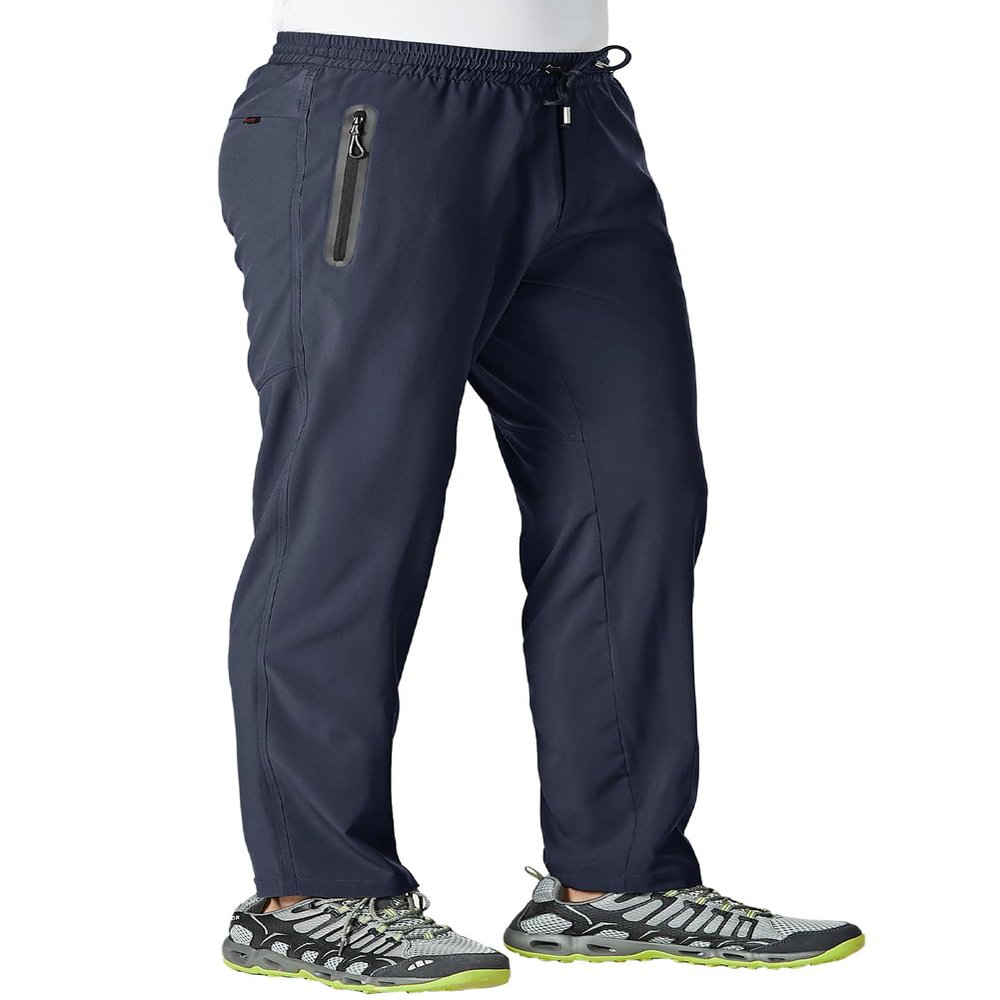 BGOWATU Men's Sweatpants with Zip Pockets Lightweight Quick Dry Athletic Workout Joggers Elastic Waist Hiking Travel Pants A2 Navy S