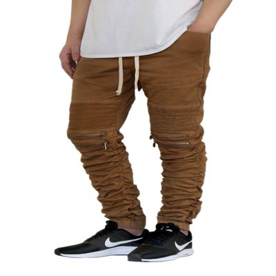 AIRNINE Men's Premium Twill Drop Crotch Jogger Pants S-5XL (Shirring_dk Wheat, Medium)