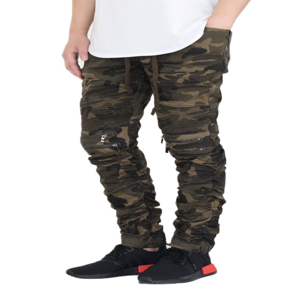 AIRNINE Men's Premium Twill Drop Crotch Jogger Pants S-5XL (Shirring_Olive camo, 2X-Large)