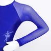iiniim Girls Long Sleeves Mesh Splice Cutouts Back Figure Skating Roller Skating Gymnastic Ballet Dancewear Tutu Dress Blue 6 view 4