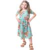 21KIDS Girls Floral Maxi Dress Kids Casual Short Sleeve Tshirt Dress with Pockets,Light Green, 8Years view 2
