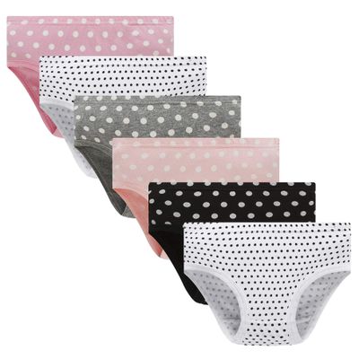 Kids Series Soft Cotton Wave Point Panties Big Girls' Assorted Underwear (Pack of 6) Size 10