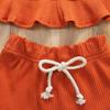 Nokpsedcb Infant Kids Baby Girls Cute Solid Color Ruffle T-shirt Top+Drawstring Bottom Shorts Pants 2Pcs Outfits Set (A-Dark orange, 18-24 Months) view 4