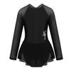 ACSUSS Kids Girls Mesh Long Sleeves Ballet Tutu Dress Gymnastics Leotards Figure Ice Skating Dress Dancewear Black 6 view 1