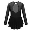 ACSUSS Kids Girls Mesh Long Sleeves Ballet Tutu Dress Gymnastics Leotards Figure Ice Skating Dress Dancewear Black 6 view 2
