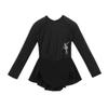 ACSUSS Kids Girls Mesh Long Sleeves Ballet Tutu Dress Gymnastics Leotards Figure Ice Skating Dress Dancewear Black 6 view 3
