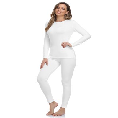 WEERTI Thermal Underwear for Women Long Johns with Fleece Lined Base Layer Women Cold Weather Top Bottom White
