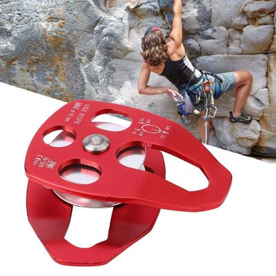 Climbing Pulley Side Plate Aluminum Outdoor Rock Climbing Dual Pulley Zip Line Cable Trolley(red)