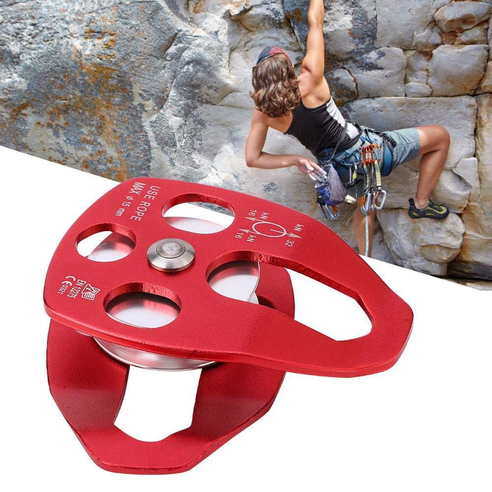 Climbing Pulley Side Plate Aluminum Outdoor Rock Climbing Dual Pulley Zip Line Cable Trolley(red)