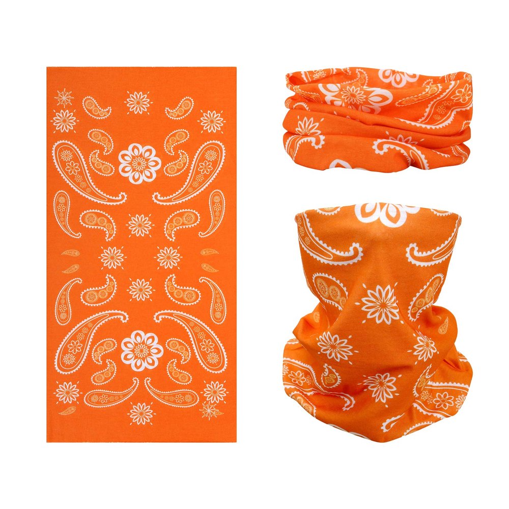 SMEHCF Novelty Seamless Bandana Balaclava Face Cover Mask Shield Neck Gaiter Reusable Breathable Dustproof Windproof Unisex Orange Konjac Flower