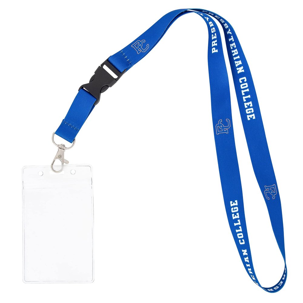 Desert Cactus Presbyterian College Lanyard Blue Hose Car Keys College ID Badge Holder Keychain Detachable Breakaway Snap Buckle (w/Pouch Blue)