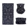 SMEHCF Novelty Seamless Bandana Balaclava Face Cover Mask Shield Neck Gaiter Reusable Breathable Dustproof Windproof Unisex Black Konjac Flower view 1