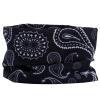 SMEHCF Novelty Seamless Bandana Balaclava Face Cover Mask Shield Neck Gaiter Reusable Breathable Dustproof Windproof Unisex Black Konjac Flower view 3