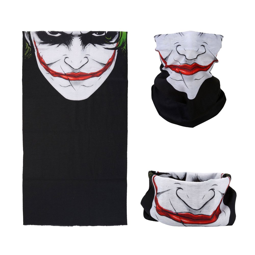 SMEHCF Novelty Seamless Bandana Balaclava Face Cover Mask Shield Neck Gaiter Reusable Breathable Dustproof Windproof Unisex Clown Joker Face
