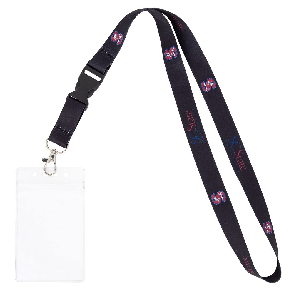 Desert Cactus South Carolina State University Lanyard SCSU Bulldogs Car Keys College ID Badge Holder Keychain Detachable Breakaway Snap Buckle (w/Pouch Black)