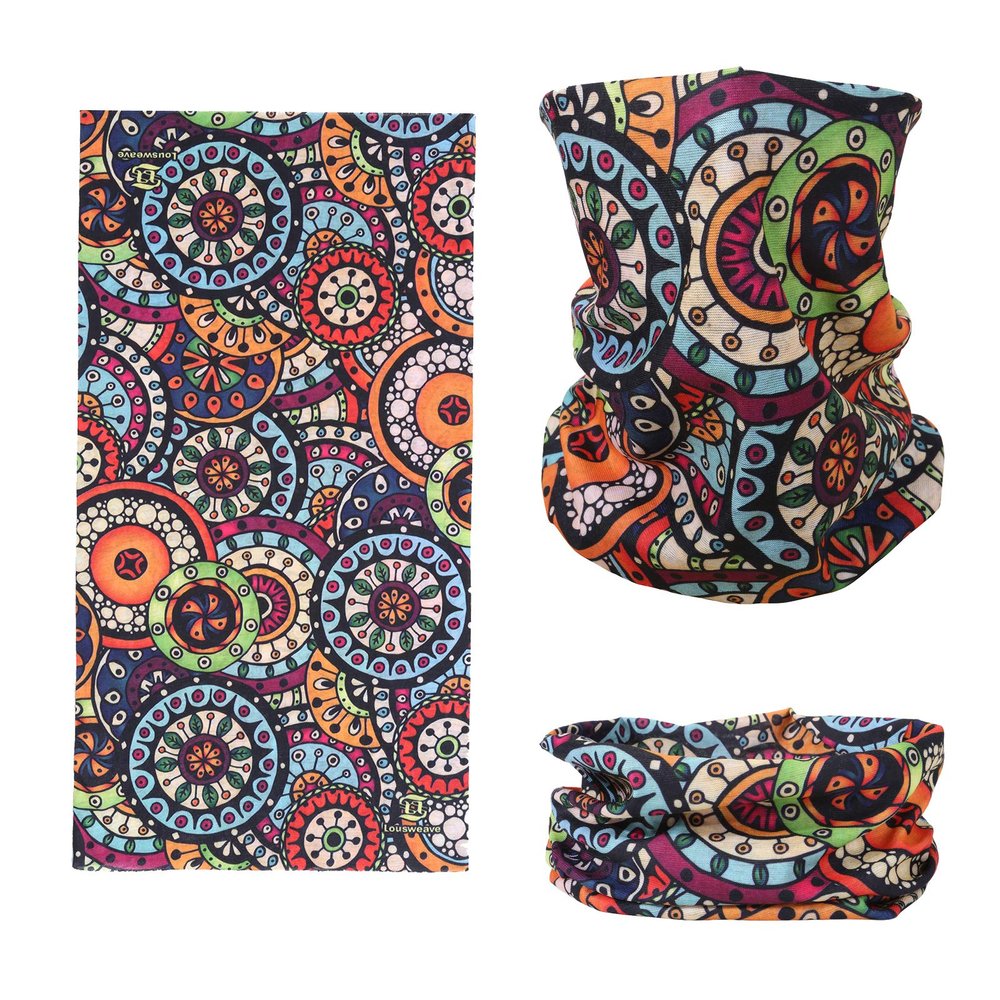 SMEHCF Novelty Seamless Bandana Balaclava Face Cover Mask Shield Neck Gaiter Reusable Breathable Dustproof Windproof Unisex Gothic Flower Round Pattern