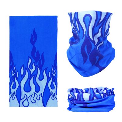 SMEHCF Novelty Seamless Bandana Balaclava Face Cover Mask Shield Neck Gaiter Reusable Breathable Dustproof Windproof Unisex Blue Flame Fire