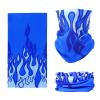 SMEHCF Novelty Seamless Bandana Balaclava Face Cover Mask Shield Neck Gaiter Reusable Breathable Dustproof Windproof Unisex Blue Flame Fire view 1