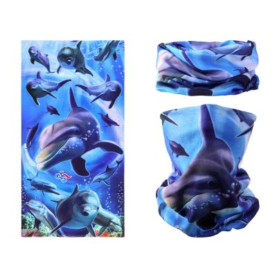 SMEHCF Novelty Seamless Bandana Balaclava Face Cover Mask Shield Neck Gaiter Reusable Breathable Dustproof Windproof Unisex Ocean Marine Life Dolphin