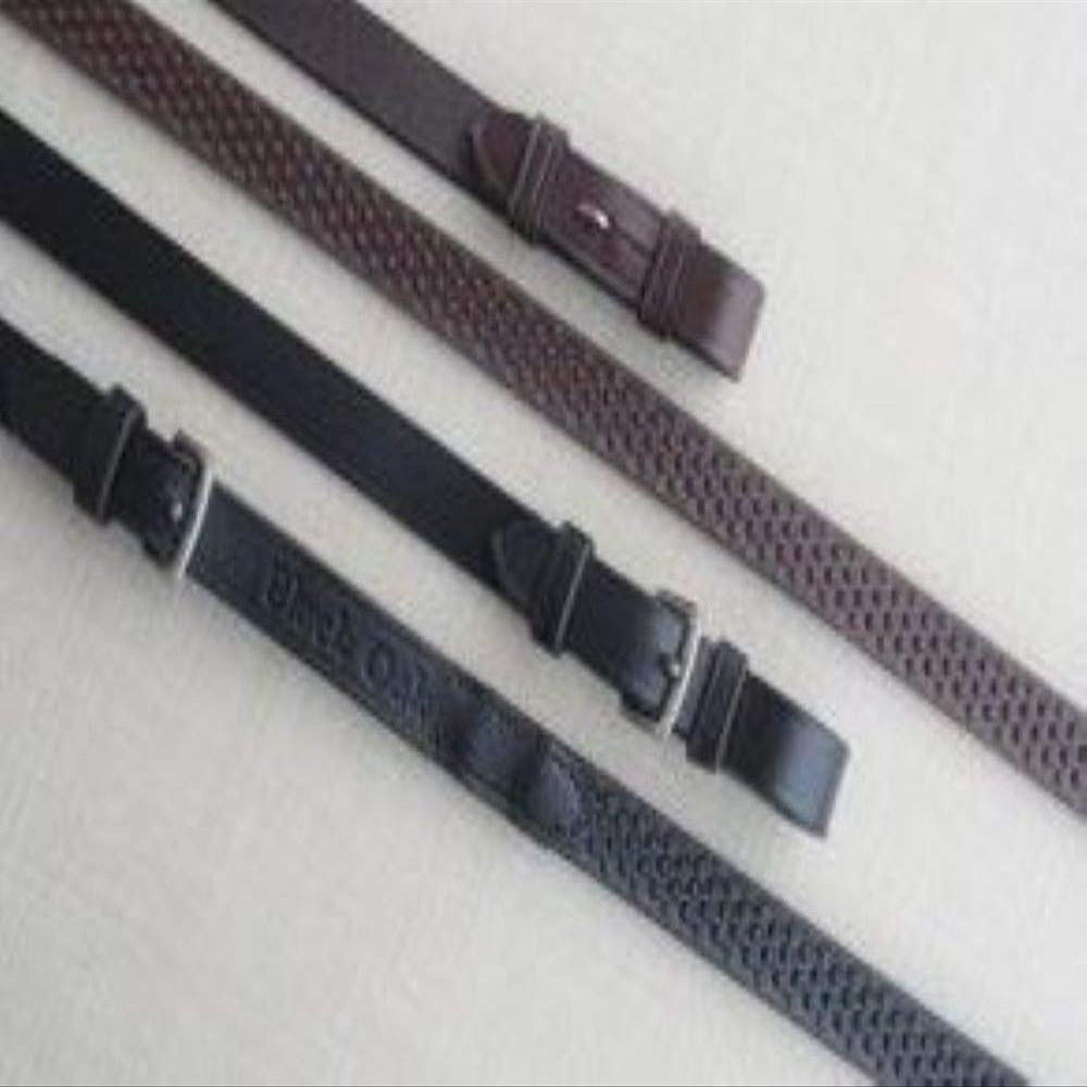 KL Select Black Oak Pebble Grip Reins - Brown Buckle w/Stops